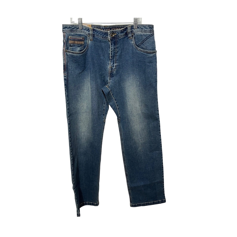 Prana Axiom Jeans Mens 36x32 Blue Antique Stone Wash Organic Stretch Denim